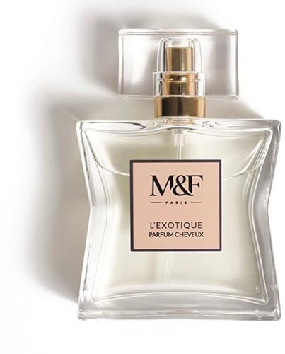 M&F Paris - Parfum Cheveux Femme, Senteur Vanille Monoï, Idée Cadeau Anniversaire, Vaporisateur 50 ml, Brume Capillaire Brillance et Éclat, Eau de Toilette Anti-Tabac, Spray Parfumé pour Cheveux.