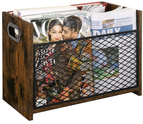 YINMIT Magazine Holder, Magazine Rack for Desktop and Home Office, Farmhouse File Storage Basket for Letters, Magazines, Books, Newspapers (Large)
