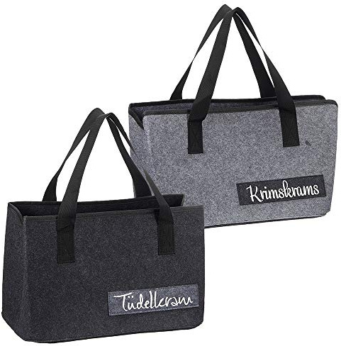 Wordsfekt filtväska med roliga talesätt för ved shoppingväska tidningskorg shoppingväska av filt vikbar vedväska filtkorg, GRÅ, 40 x 26 x 21 cm