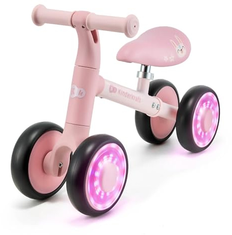 Kinderkraft Cutie Draisie, vélo d'apprentissage sans pédales, Roues avec lumières LED, Design Moderne, Construction sûre, pour Enfants à partir de 1 an, Rose