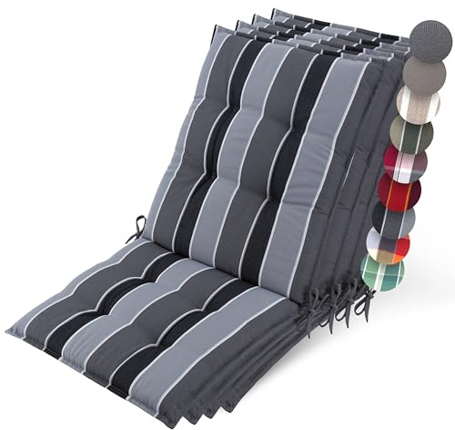 Beautissu 4er Set Premium Niedriglehner Auflage Gartenstuhl rutschfest