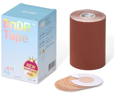 Bande de kinésiologie extra large avec protections de mamelons, bande de maintien thoracique pour personnes transgenres FTM 5 m (Espresso, 10 cm)