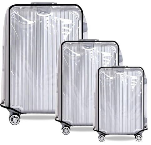 SKIKHN Funda de Maleta Transparente, 3 Piezas Cubierta de Maleta Protector, Equipaje de Viaje Cubierta de PVC Transparente, para Casa, Escuelas, Viajes, para Maletas de 20, 24 y 28 Pulgadas