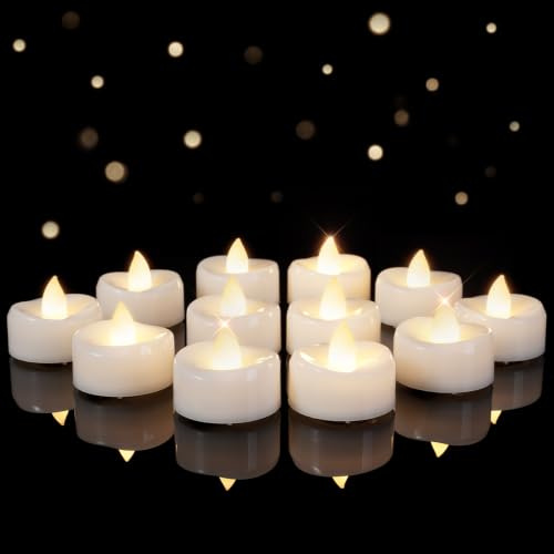 AMAGIC 50Pack Tea Lights Battery Led FLameless Electric Long Last 100+ | Fake Candles Artificial for Birthday Party Special Holiday Safety Decorative Lighting