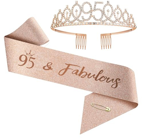 Ensemble écharpe et couronne d'anniversaire de 1 à 100 ans pour femmes et filles (95 ans, standard)