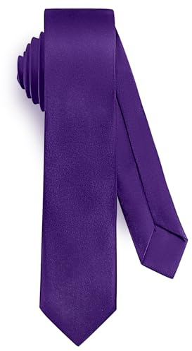 URAQT Cravatta Uomo Elegante 5 CM Cravatta Sottile Stretta Slim Cravatta Tinta Unita de Matrimonio Festa Disponibile Multicolore(Viola Scuro)
