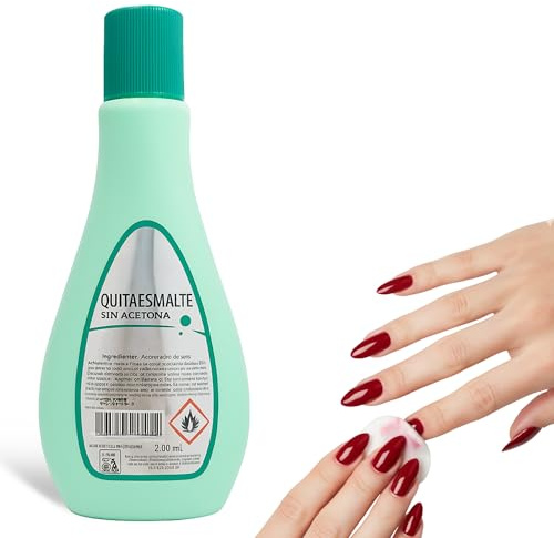Quitaesmalte sin acetona, Especial para eliminar el esmalte de uñas de gel y porcelana. De fácil aplicación, no deja residuos, Hidratante de Uñas, Contiene 200 ml