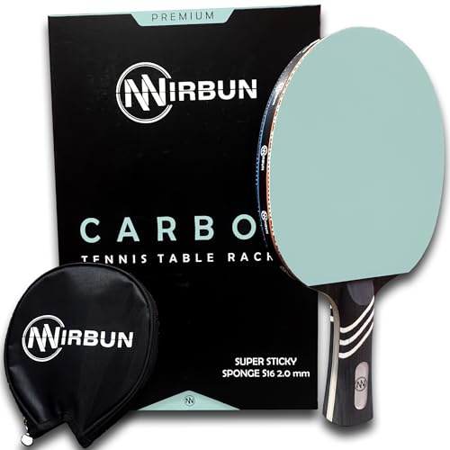 Nirbun – Raquette de Ping-Pong en Carbone Professionnelle | Raquette de Tennis de Table Haute Résistance | Bois + Carbone | Housse de Protection | Contrôle, Puissance et Vitesse