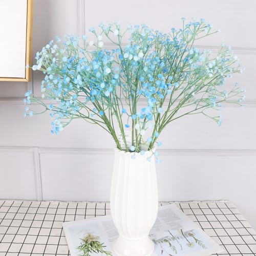 WGFOIP Flor Artificial de Aliento para Bebés, Flores Falsas Realistas de Gypsophila, Decoración Elegante para el Hogar y la Boda, Plástico, 3 Ramas, 62cm (Azul)