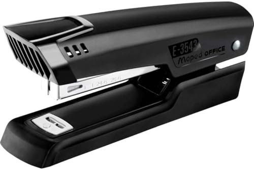Maped Grapadora de Oficina, Essentials Metal Half Strip, Negro, Grapadora Manual con Función de Claveteado, Compatible con Grapas 24/6 y 26/6, Profundidad de Grapado de 61 mm