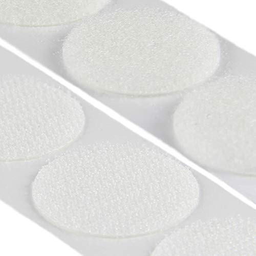 Klebeshop24 kardborrband självhäftande, bara set Ø 33 mm, 20 Stück Weiß