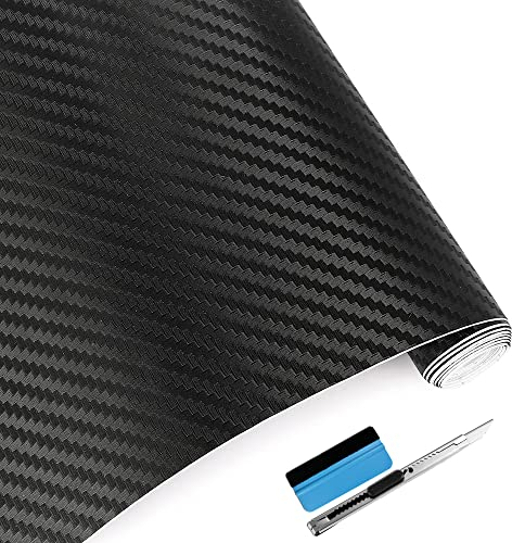 NewL Carbon Folie 3D Struktur fühlbare Struktur 30 x 152 cm selbstklebend Carbonfolie Auto Klebe Folie folieren (Schwarz)