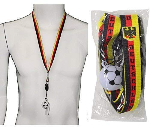 NOOR Trillerpfeife mit Halsband Pfeife Deutschland, Fanartikel, WM 2018, Fahne, Fußball 1er Pack (1x 1 Pfeife)