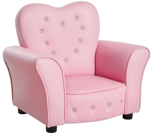 Qaba Kids Sofa Toddler Tufted Upholstered Sofa Chair Princess Couch Furniture with Diamond Decoration for Preschool Child, Pink