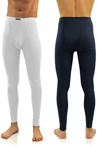 sesto senso Uomo 2 Pack Calzamaglia Lunga Intimo Uomo k2 (BluScuro/Bianco, L)