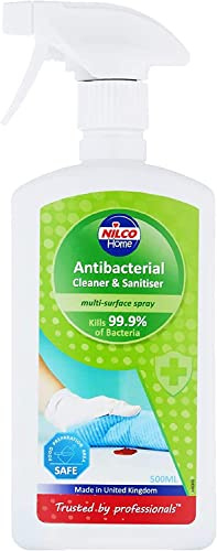 Nilco Antibacterial Cleaner & Sanitiser - Multi-Surface, 99.9% Bacteria Virus Killer, Fast-Drying, Low Odour, Ideal for Kitchens 500 ml