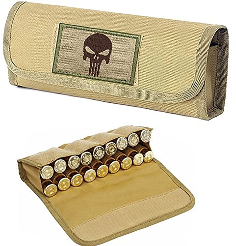 ACEXIER Hunting Military 18 Round Tactical Molle Cartridge Shell Holder Ammo Bag Pouch Military Waist Bag 12/20 Gauge Gun Bullet Pouch（Include One Tactical Patch）