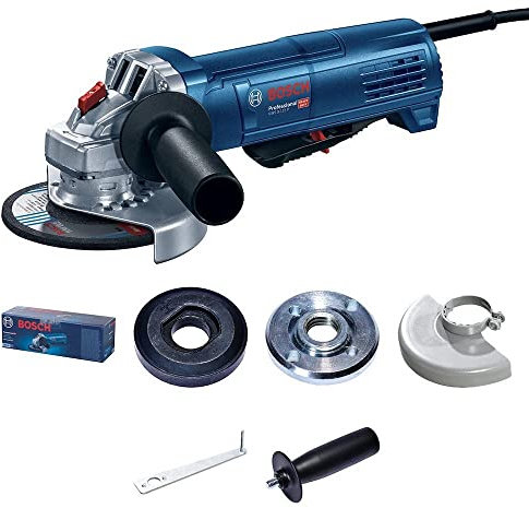 Bosch Professional Angle Grinder GWS 9-115 P (110V, 900 W, Including Auxiliary Handle, Backing Flange, Locking nut, Protective Guard, Two-Hole Spanner, in Cardboard Box)