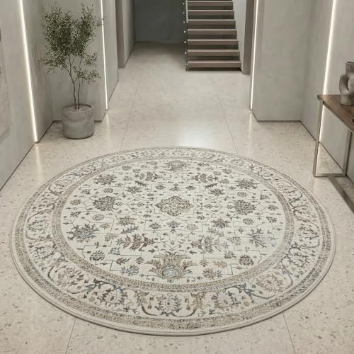 Teppich-Traum Orientteppich Pflanzenornamente Creme Ø 200 cm