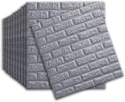 Carta da Parati Adesiva Muro 10 Pezzi (5.39m2) 3d Adesiva Pannelli Parete Mattoni Pannello Mattone Decorativi 3d per Parete Adesivi paretiper per Cucina Soggiorno Bagno 77 x 70 cm BIANCO
