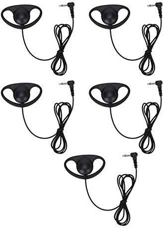 Mono écouteur Simple Oreille Casques Abs Noir 5 Pièces 3.5Mm Jack D Forme écouteur Casque pour Radios Bidirectionnelles Talkie-walkie
