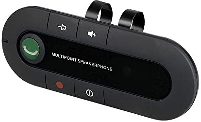 Car Bluetooth Speakerphone with Visor Clip, Wireless Car Kit for Cell Phone Handsfree Talking MP3 Player, Auto Power On/Connection, HiFi Music & Safe Calling (Red)