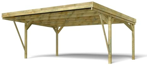Forest Style Carport 2 Voitures en Bois traité 29,2 m² - Victor Design 604x512x273 cm - Cerland