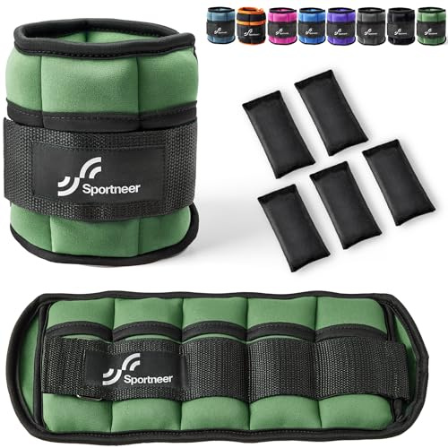 Sportneer Adjustable Ankle Weights Set: Leg Weights, Ankle Weight Wrist Weight Straps, 0.45-1.6kg for Per Ankle, 0.9-3.2kg for a Pair