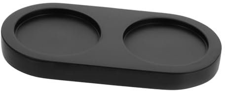 GREENADSCAPE Holz Tablett für Gewürzmühlen, Rechteckiges Serviertablett für Pfeffermühlen, Küchenablage Fach Untersetzer für Salz und Pfeffermühlen, 14.8X7.8X1.3CM, Schwarz