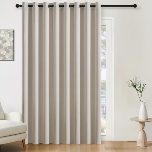 Softalker verdunkelungsvorhang Extra Breite 300 cm Vorhänge Beige mit ösen Gardinen Raumteiler Vorhang Blickdicht Gardinen 240 cm Höhe verdunklungsgardine für Schienensystem Blackout Curtains,1 Stück