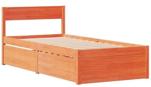 vidaXL Sängram utan madrass vaxbrun 75x190 cm massiv furu
