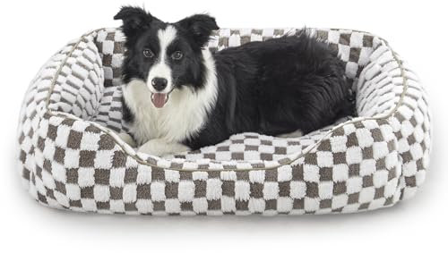 FURTIME Hundebett Mittelgroße Hunde, rutschfest Hundebetten Waschbares Hundekorb, Anti-Angst Hundebett Komfortabler Plüsch-Hundekörbchen, Geeignet für Border Collies, Labrador Retrievers, 76×61×23 cm