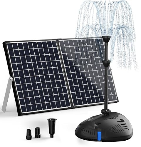 Biling Pompe de bassin solaire avec filtre 50 W 2100 l/h - Kit complet avec pompe pour bassins et cascades jusqu'à 4000 l - Fontaine solaire pour extérieur, jardin, piscine, jeu d'eau solaire