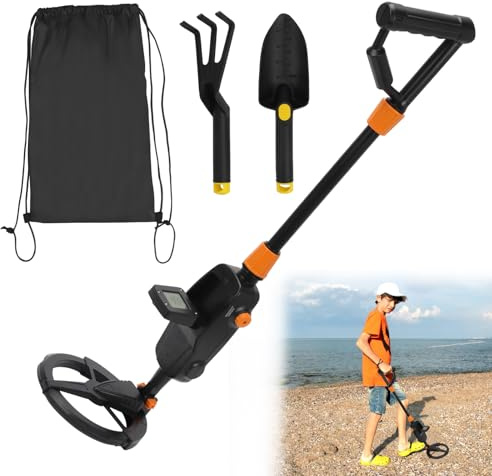 Qivine Detector de Metales Niños, Ajustable Detector de Oro con Pantalla LCD e Indicacin de Sonido, Alta Sensibilidad Buscador de Metales Impermeable de Aventura al Aire Libre