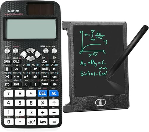 FX991-EX Batterie- und solarbetriebener wissenschaftlicher Rechner mit 4,4-Zoll-LCD-Schreibtafel, FX-991EX Erweiterter technischer/wissenschaftlicher Rechner-552 Funktionen für Schule, Büro (Schwarz)