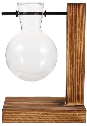 BESPORTBLE Kit de terrariums pour jardinières : Support de jardinière aérienne hydroponique de Bureau, Station de Propagation de Plantes avec Vase, Support en Bois pour décoration de Bureau