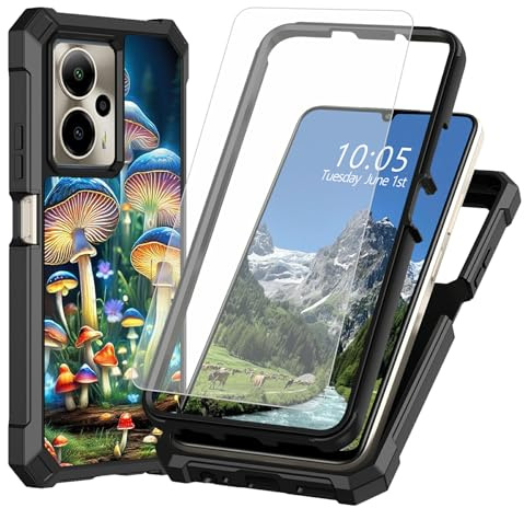 DIGTIALL Fodral för Cricket Outlast 5G 2024/ATT Motivate Pro 17 cm med skärmskydd i härdat glas, dubbla lager kraftigt stötsäkert skyddskåpa, svampfjäril