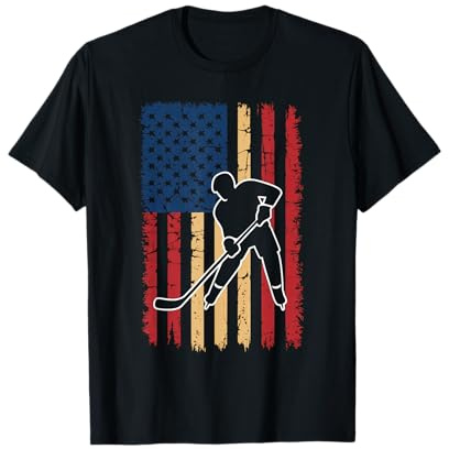 Camiseta De Hockey con Bandera Americana para Hombre Y Niña, Camiseta