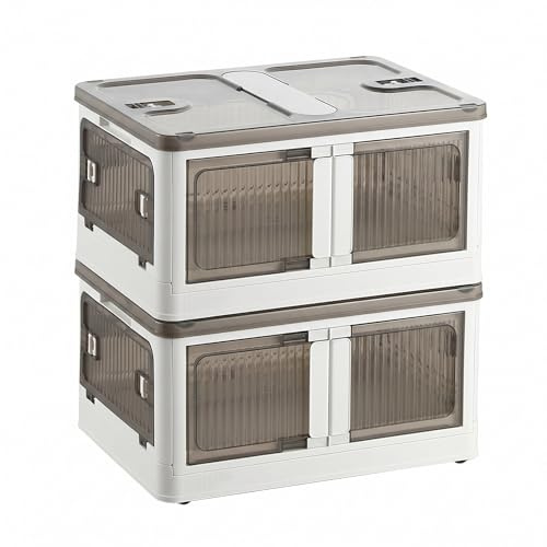 Well Home Caja de almacenamiento plegable multifuncional en color Blanco 2 Niveles, 85L por Nivel, 170 L en Total