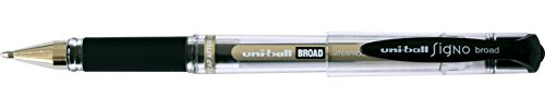 UNIBALL 47909 Stylo Gel Impact Signo Broad Écriture Large 0,8 mm pointe 1 mm Grip Caoutchouc Rechargeable Encre Gel Noir