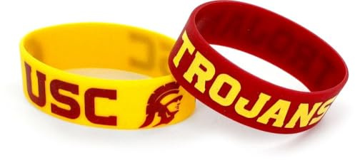 NCAA USC Trojans Silicone Wide Silicone Bracelet, 2-Pack
