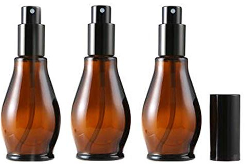 ericotry 3PCS 50ml/1.67oz Empty Refillable Amber Glass Sprayer Bottles Cosmetic Perfume Storage Spray Containers with with Black Atomiser Sprays and Anti-Dust Cap For Essential Oil/Aromatherapy