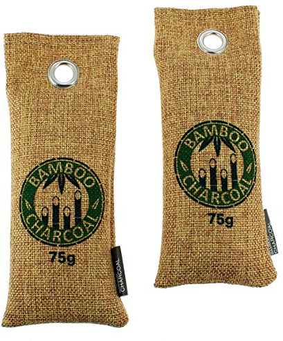 S SUMEX Dos Bolsas de 75 gr. Purificador y deshumidificador de carbón Activo de bambú, Zapatos, armarios, Coches, lavabos, cocinas etc. Producto Natural Que Ayuda a Eliminar también alérgenos y