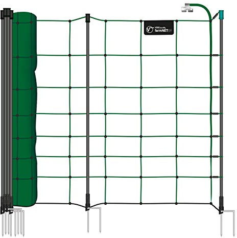 VOSS.farming farmNET+ Schafnetz, 25m, 2 Spitzen, 90cm Netzhöhe, grün, Elektrozaun-Netz, Lämmer, Schweine, Ziegen, Geflügel, Hunde