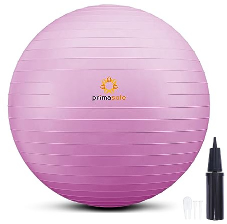 PRIMASOLE Exercise Ball for Balance Stability Fitness Workout Yoga Pilates at Home Office & Gym 55cm Nail Pink, 21.7 inch & 55 cm