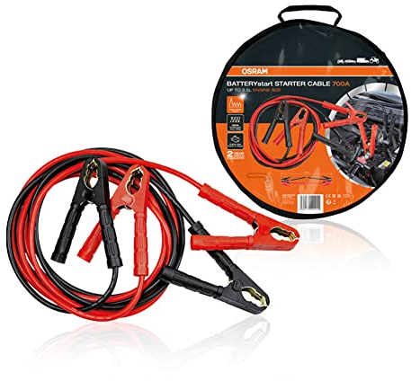 OSRAM STARTER CABLE 700A, Starthilfekabel für Benzin- & Dieselmotoren, 12/24V, OSC250A, Überbrückungskabel für ≤5,5L Motoren, kupferbeschichtetes Aluminium, 3,5m, Standard