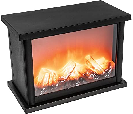 Ideen mit Herz LED-Kamin | Deko Kaminfeuer | elektrisch | batteriebetrieben | ohne Heizung | realistischer Feuer-/Flammen-Effekt | 25,5 x 13,5 x 18 cm | mit Timer (6 Stunden AN | 18 Stunden AUS)