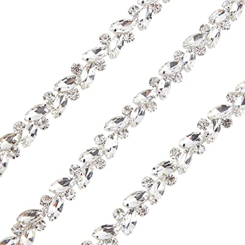 GORGECRAFT 1 Yard Strass Trim Catena Applique Bling Decorazione Flessibile Artigianato Da Cucito Abbellimento Costume Da Sposa Rifinitura con Perline Strass Catene A Tazza per Collana Borse Feste