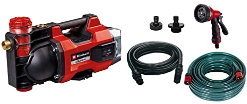 Einhell Akku-Gartenpumpe AQUINNA 18/30 F LED Power X-Change (18 V, max. 3000 L/h Fördermenge, 2 Akku-Steckplätze, doppelte Laufzeit, ECO-/BOOST-Modus, Vorfilter, inkl. 4,0 Ah Akku und Ladegerät)