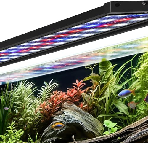 AQQA Iluminación Acuario, Rampa LED de Acuario, espectro completo con temporizador de encendido/apagado automático, Rampa LED Acuario, 5 niveles de brillo ajustables, 14 colores (60-80 cm))